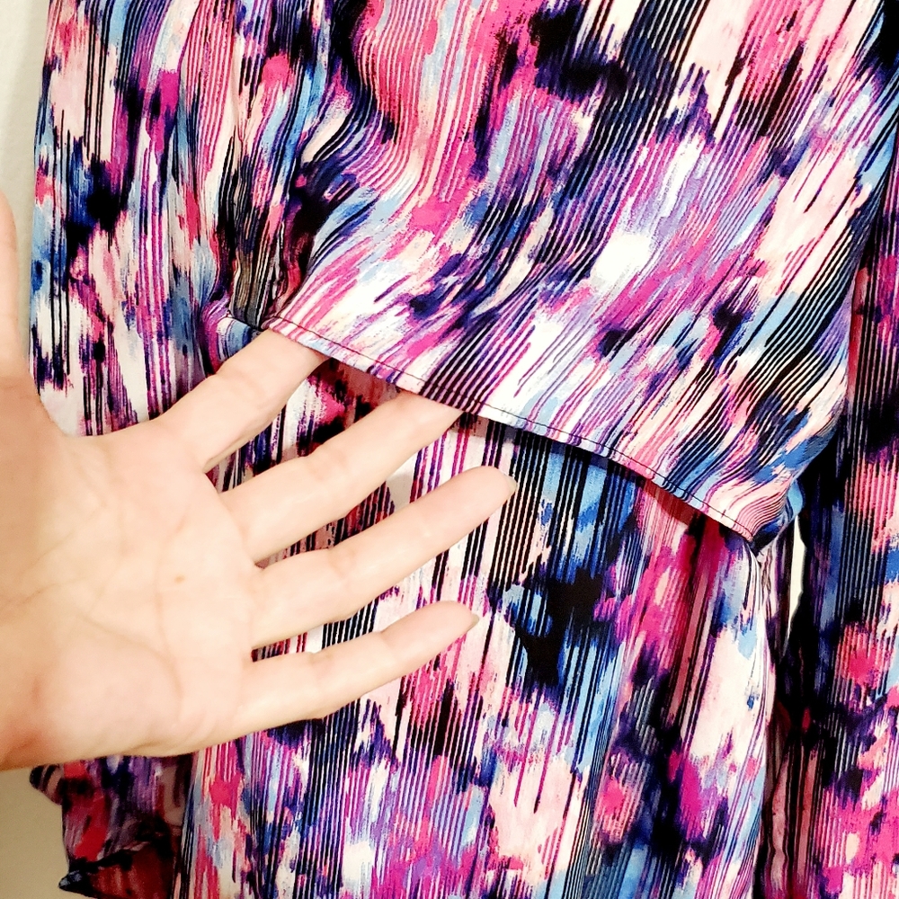 Ny Collection Abstract Print Layered Front Detail… - image 6